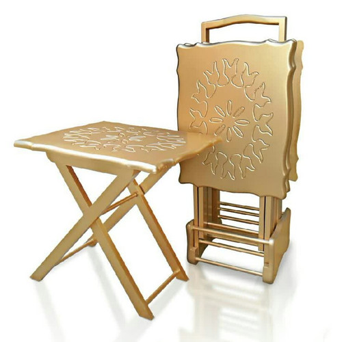 میز عسلی تاشو چمدانی طرح CNC طلایی