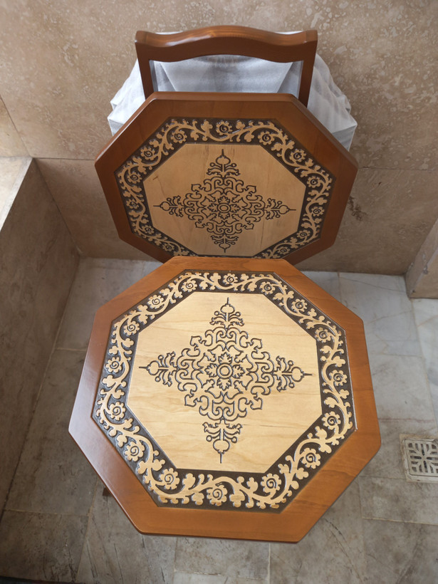 میزعسلی جلومبلی چمدانی تاشو منبت طرح هشت ضلعی